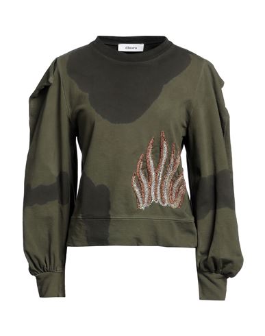 Dimora Woman Sweatshirt Military Green Size 4 Cotton