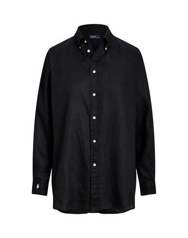 Polo Ralph Lauren Relaxed Fit Linen Shirt Woman Shirt Black Size Xl Linen