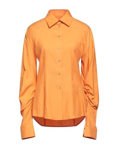 Federica Tosi Woman Shirt Orange Size 6 Cotton, Silk