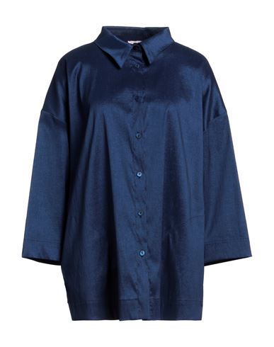 Rossopuro Woman Shirt Navy Blue Size S Polyester, Nylon, Elastane