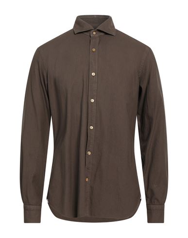 Dandylife By Barba Man Shirt Brown Size 17 Cotton, Linen In Beige