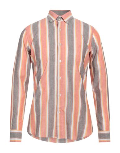 Alea Man Shirt Salmon Pink Size 16 ½ Linen, Cotton In Orange