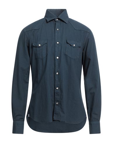 Shop Dandylife By Barba Man Shirt Midnight Blue Size 16 ½ Cotton