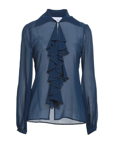 Virna Drò® Virna Drò Woman Shirt Navy Blue Size 4 Silk
