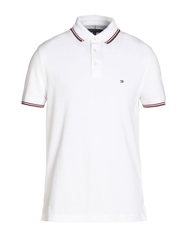 Tommy Hilfiger Man Polo Shirt White Size S Cotton, Elastane