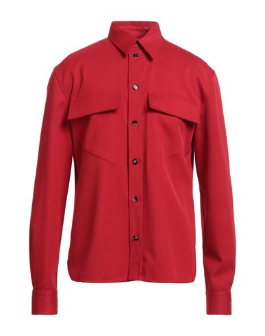 Bottega Veneta Man Shirt Red Size 16 Wool, Cotton, Viscose, Polyester
