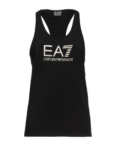 Ea7 Woman Tank Top Black Size Xxl Cotton, Elastane