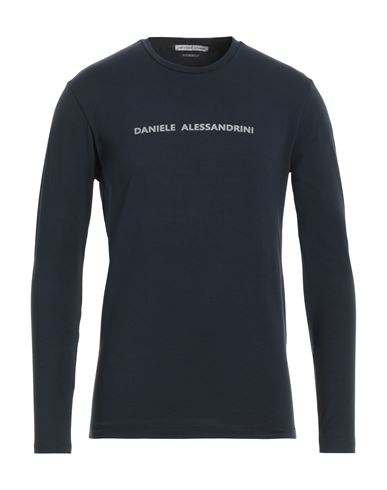 Shop Grey Daniele Alessandrini Man T-shirt Midnight Blue Size M Cotton, Elastane