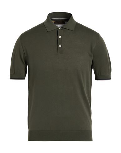 Moorer Man Polo Shirt Military Green Size 44 Cotton In Green