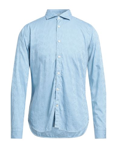 Tintoria Mattei 954 Man Shirt Sky Blue Size 16 ½ Cotton In Blue
