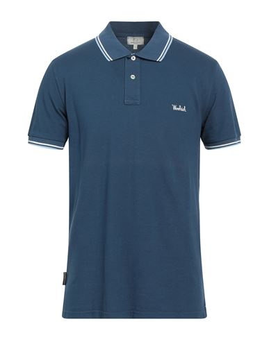 Woolrich Man Polo Shirt Slate Blue Size S Organic Cotton, Elastane In Navy Blue