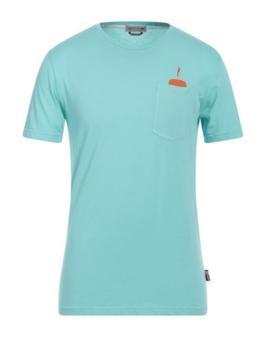 Daniele Alessandrini Homme Man T-shirt Turquoise Size L Cotton In Blue