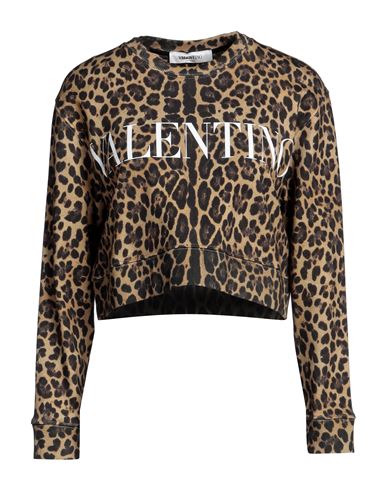Valentino Garavani Woman Sweatshirt Camel Size Xl Cotton, Polyamide In Beige