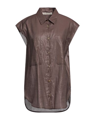 Tela Woman Shirt Khaki Size 10 Cotton, Polyester In Brown
