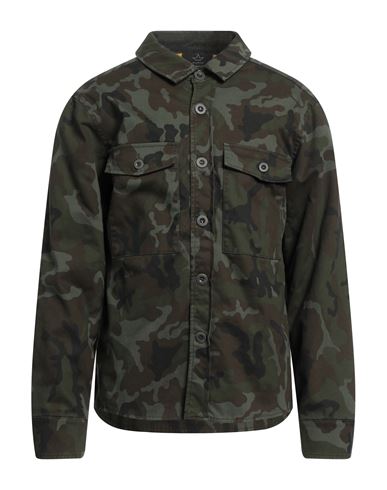 Macchia J Man Shirt Military Green Size L Cotton, Elastane