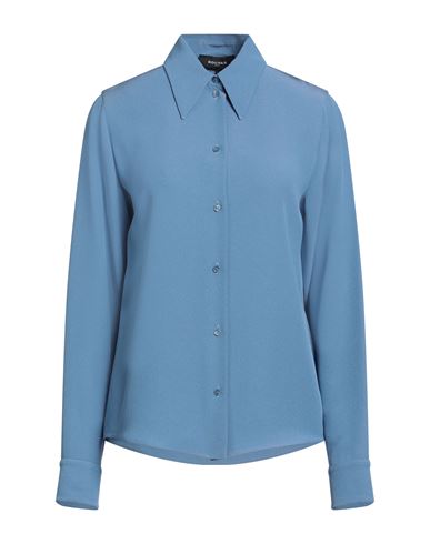 Rochas Woman Shirt Pastel Blue Size 8 Acetate, Rayon