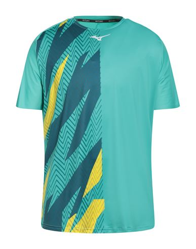 Mizuno Man T-shirt Turquoise Size L Polyester, Elastane In Blue