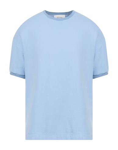 American Vintage Man T-shirt Light Blue Size S/m Cotton, Viscose, Linen
