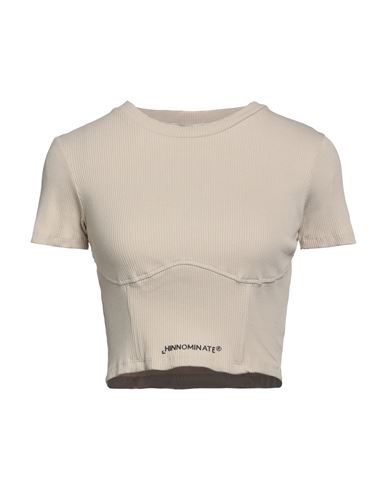 Hinnominate Woman T-shirt Beige Size M Cotton, Elastane