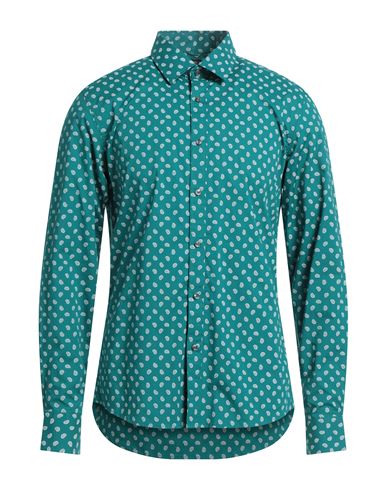 Michael Kors Mens Man Shirt Emerald Green Size M Cotton, Elastane