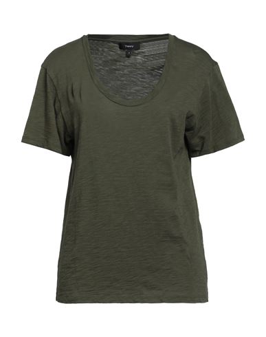 Theory Woman T-shirt Military Green Size L Cotton