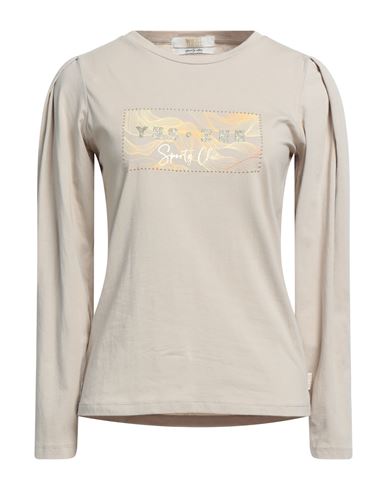 Yes Zee By Essenza Woman T-shirt Beige Size L Cotton, Elastane