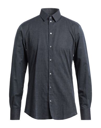 Dolce & Gabbana Man Shirt Navy Blue Size 15 ¾ Linen, Cotton