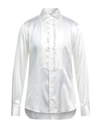 Dolce & Gabbana Man Shirt Ivory Size 17 Silk, Elastane In White