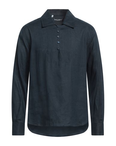 Dolce & Gabbana Man Shirt Midnight Blue Size 15 ¾ Linen