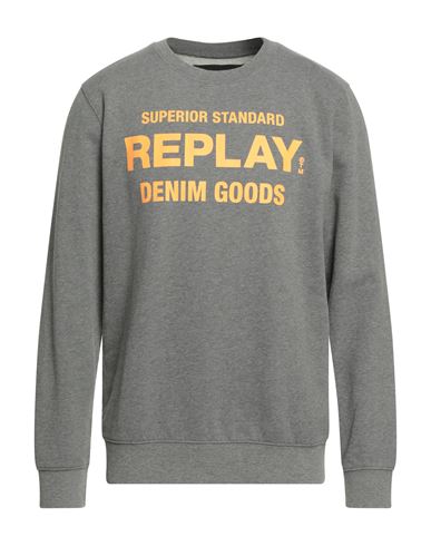 Shop Replay Man Sweatshirt Grey Size L Cotton, Polyester
