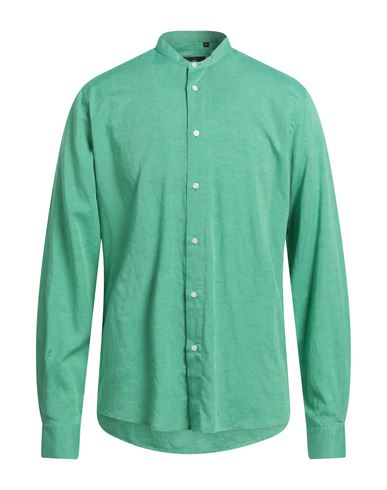 Shop Liu •jo Man Man Shirt Green Size 17 ½ Lyocell, Linen, Cotton