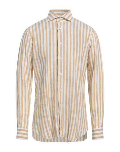 Barba Napoli Man Shirt Ocher Size 15 ¾ Linen In Yellow