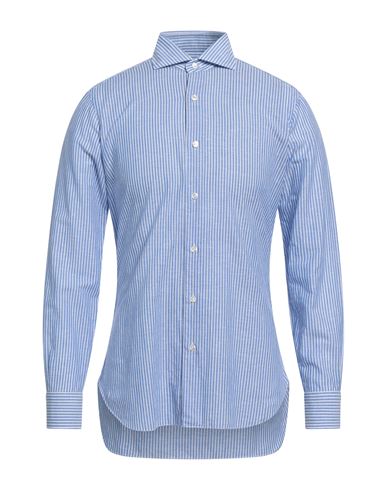Barba Napoli Man Shirt Blue Size 15 Linen, Cotton