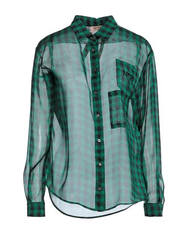 N°21 Woman Shirt Green Size 4 Silk, Acetate