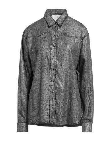 8PM 8PM WOMAN SHIRT SILVER SIZE M VISCOSE, POLYESTER, POLYURETHANE 