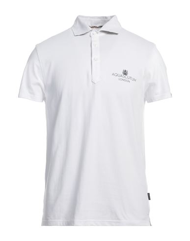 Shop Aquascutum Man Polo Shirt White Size Xxl Cotton, Elastane