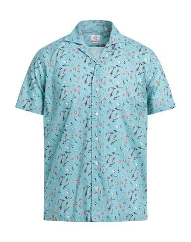 Mosca Man Shirt Turquoise Size 15 ¾ Cotton In Blue