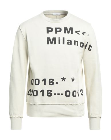 Paolo Pecora Man Sweatshirt Beige Size M Cotton