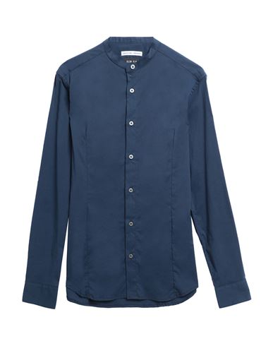Shop Grey Daniele Alessandrini Man Shirt Midnight Blue Size 15 ½ Cotton, Polyamide, Elastane