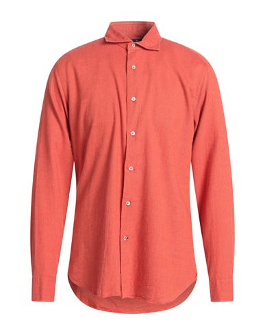 Truzzi Man Shirt Rust Size 16 Cotton In Red