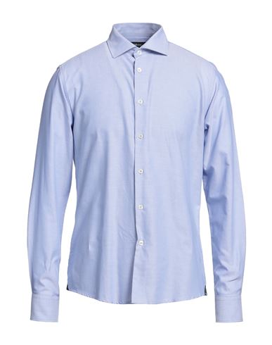 Baldinini Man Shirt Blue Size 17 Cotton