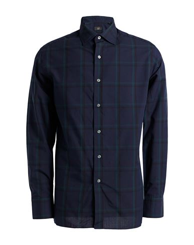 Shop Dunhill Man Shirt Midnight Blue Size Xxl Cotton, Tencel