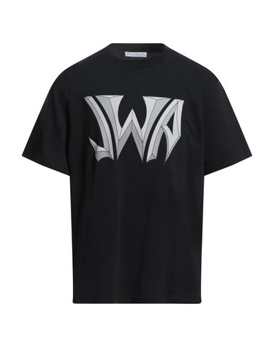 Jw Anderson Man T-shirt Black Size S Cotton, Elastane