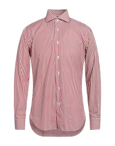 Barba Napoli Man Shirt Brick Red Size 17 ¾ Cotton, Linen In Red