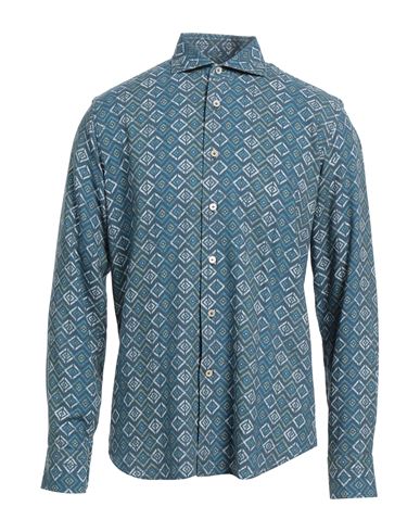 Alessandro Gherardi Man Shirt Slate Blue Size 15 ¾ Viscose, Cotton