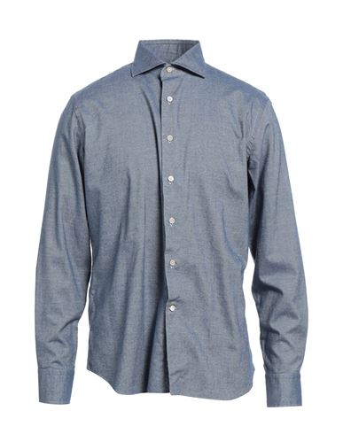 Alessandro Gherardi Man Shirt Slate Blue Size 16 Cotton