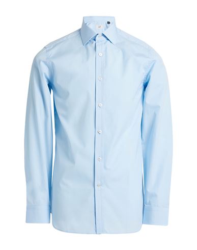 Dunhill Man Shirt Light Blue Size 14 Cotton In Blue