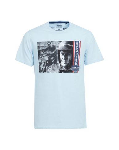 Barbour Man T-shirt Sky Blue Size L Cotton, Elastane