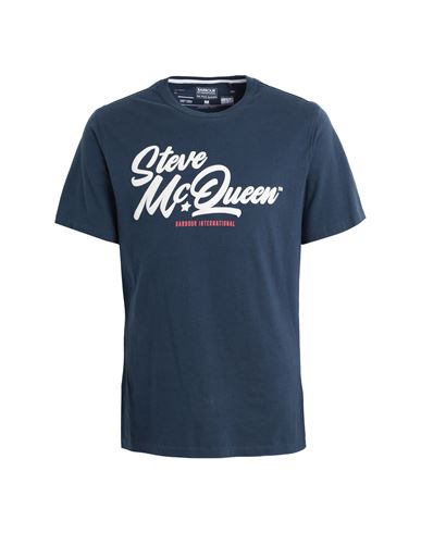 Barbour Man T-shirt Slate Blue Size L Cotton, Elastane
