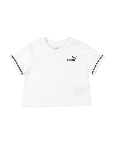 Puma Babies'   Power Tape Tee G Toddler Girl T-shirt White Size 5 Cotton, Polyester